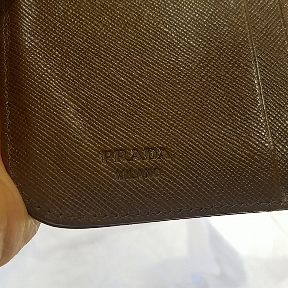 PRADA BROWN BIFOLD ZIP AROUND WALLET AUTHENTIC - Picture 10 of 15
